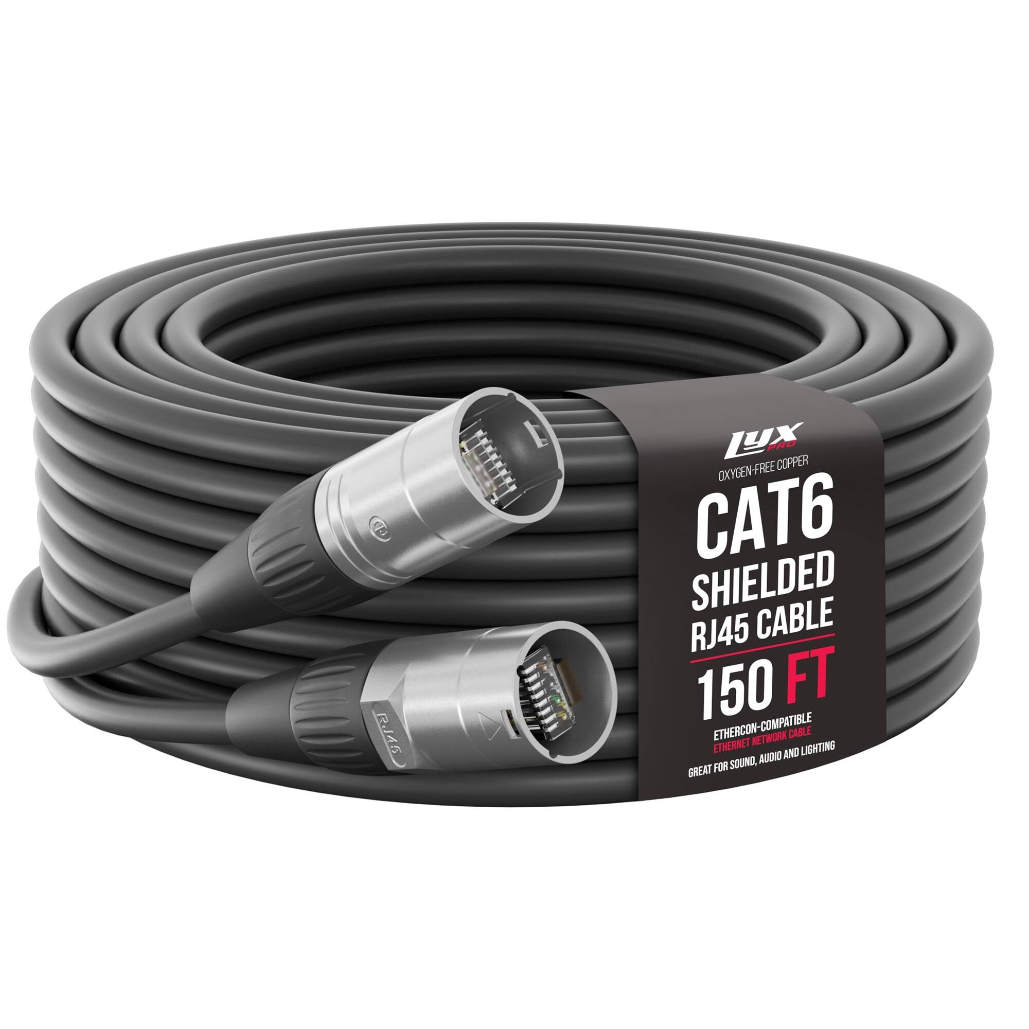RJ45 d K LX OXYGEN-FREE COPPER CAT6 SHIELDED RJ45 CABLE 150 FT ETHERCON-COMPATIBLE NETWORK CABLE ETHERNET AND LIGHTING, GREAT FOR SOUND, AUDIO AND LIGHTING