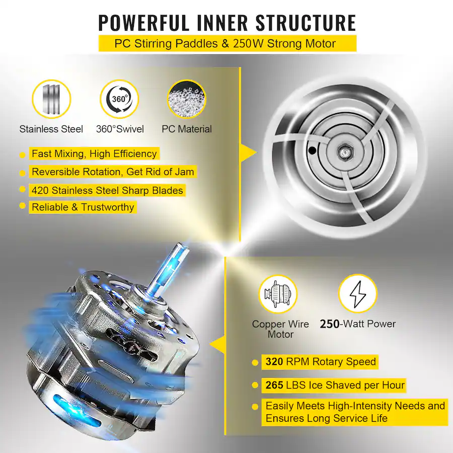 VEVOR 110V Electric Shaved Ice Machine 250W Snow Cone Maker Tabletop ...