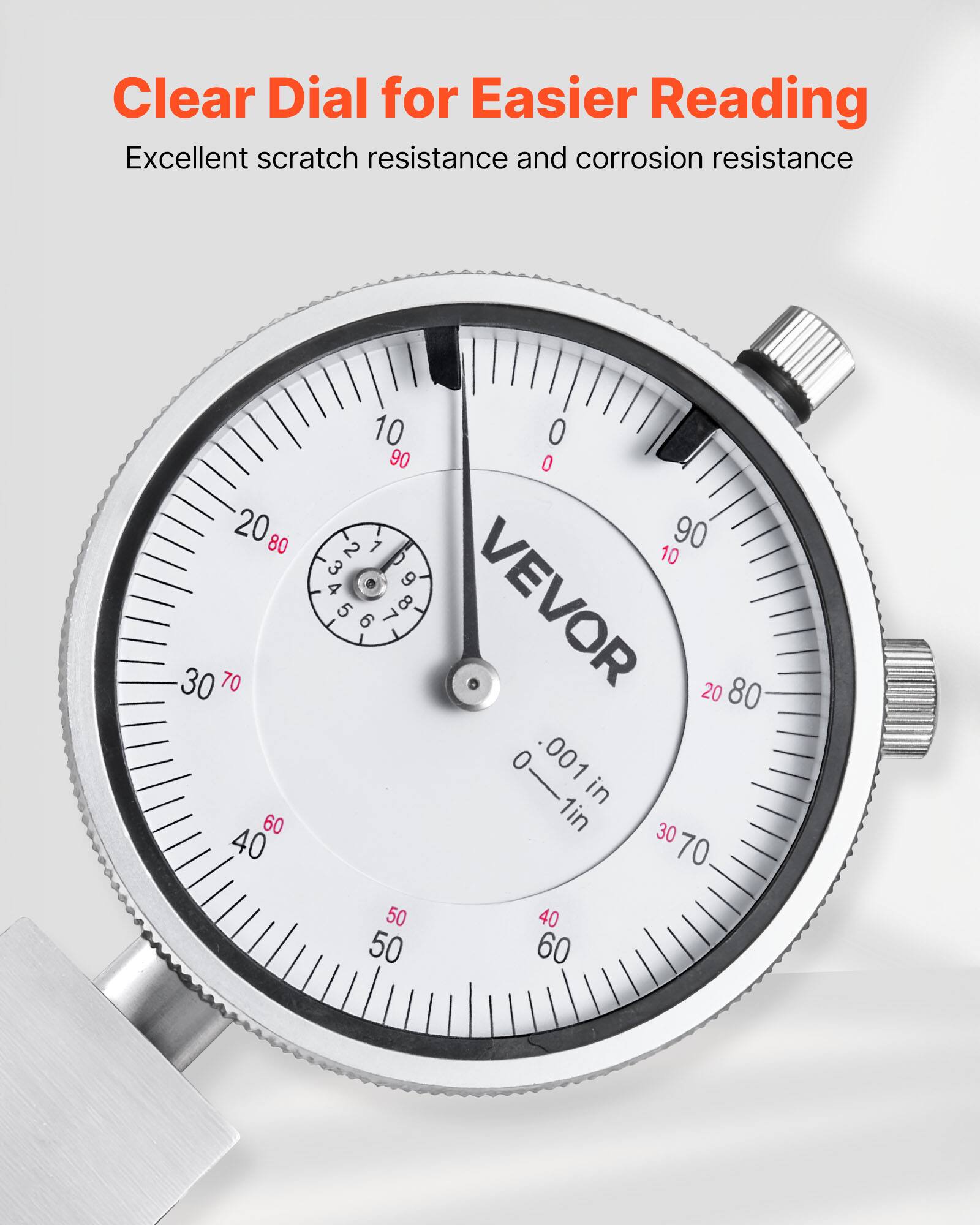 Clear Dial for Easier Reading  
Excellent scratch resistance and corrosion resistance  

VEVOR  
0.001 in  
1 in