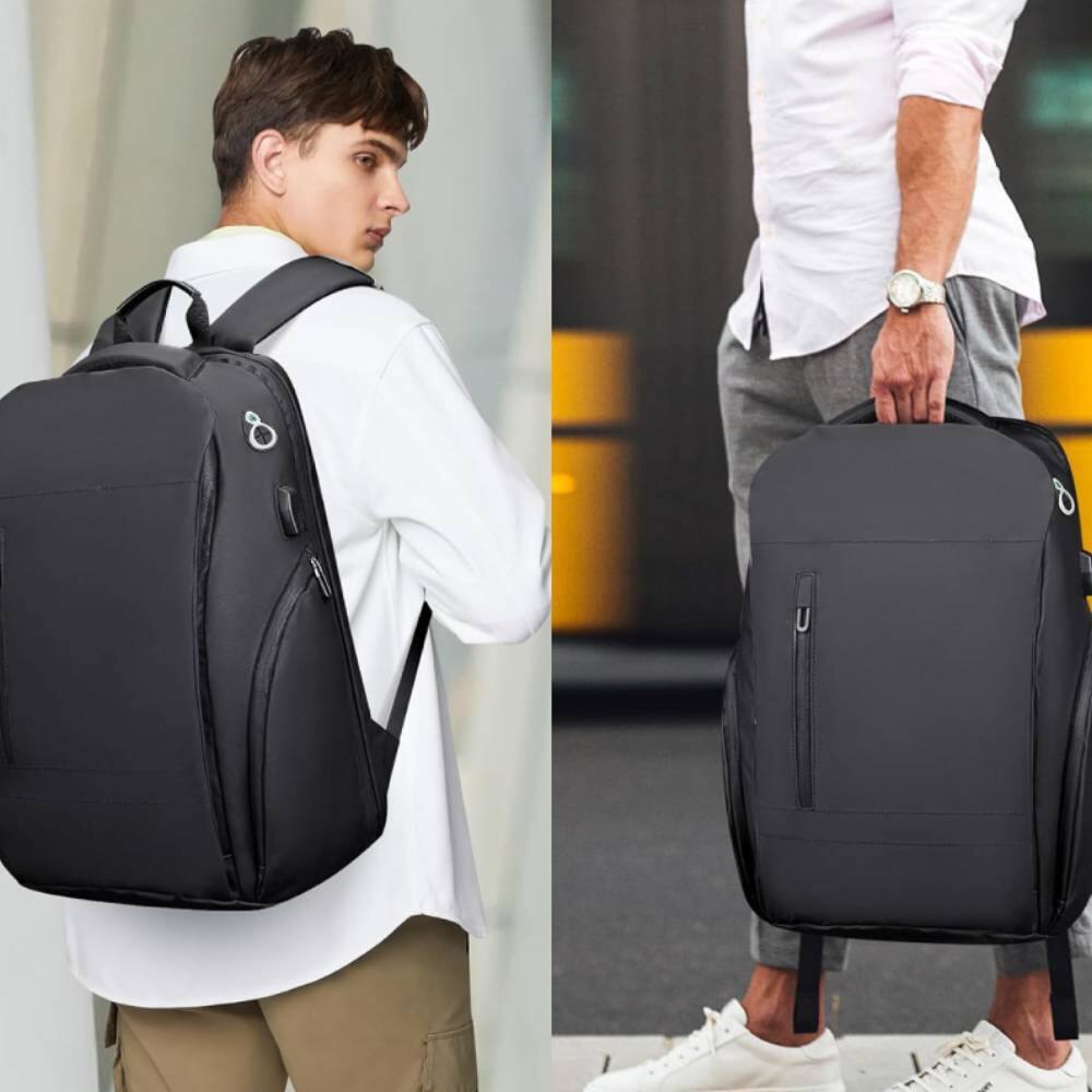 Alt View 1. Circus Cirle - Circus Cirle High-Quality Nylon Fabric Laptop Backpack - Black.