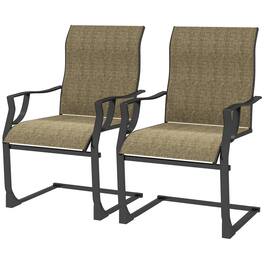 Resenkos - High-Back Dining Chairs Set of 2, Breathable Fabric & Metal Frame, Comfortable for Patio, 256LBS Capacity - Brown