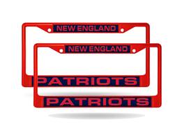 Rico Industries - New England Football Patriots (Set of 2) Red Painted Metal Laser Cut License Plate Frames - Multi