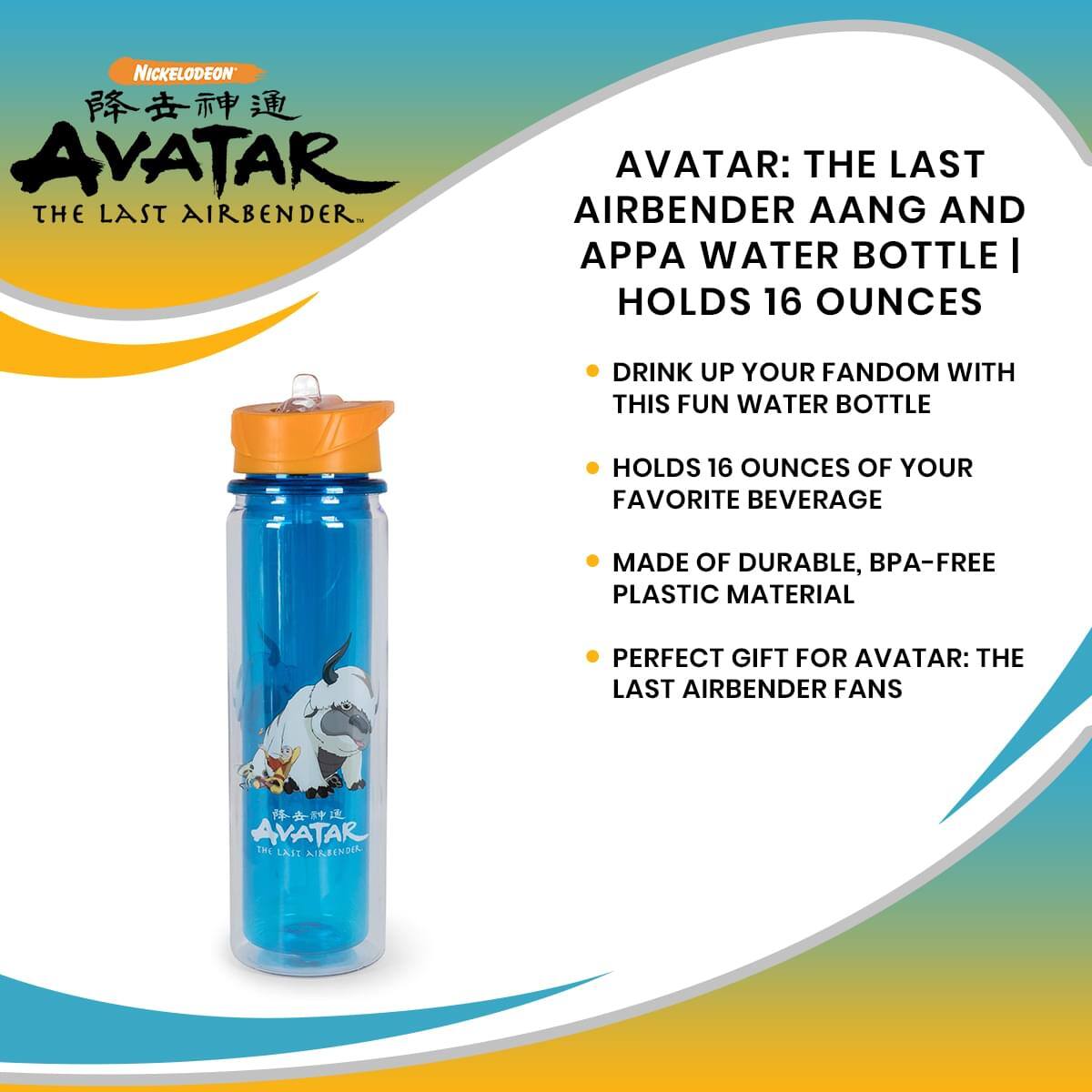 **Nickelodeon Avatar: The Last Airbender**

**Avatar: The Last Airbender Aang and Appa Water Bottle | Holds 16 Ounces**

- Drink up your fandom with this fun water bottle
- Holds 16 ounces of your favorite beverage
- Made of durable, BPA-free plastic material
- Perfect gift for Avatar: The Last Airbender fans