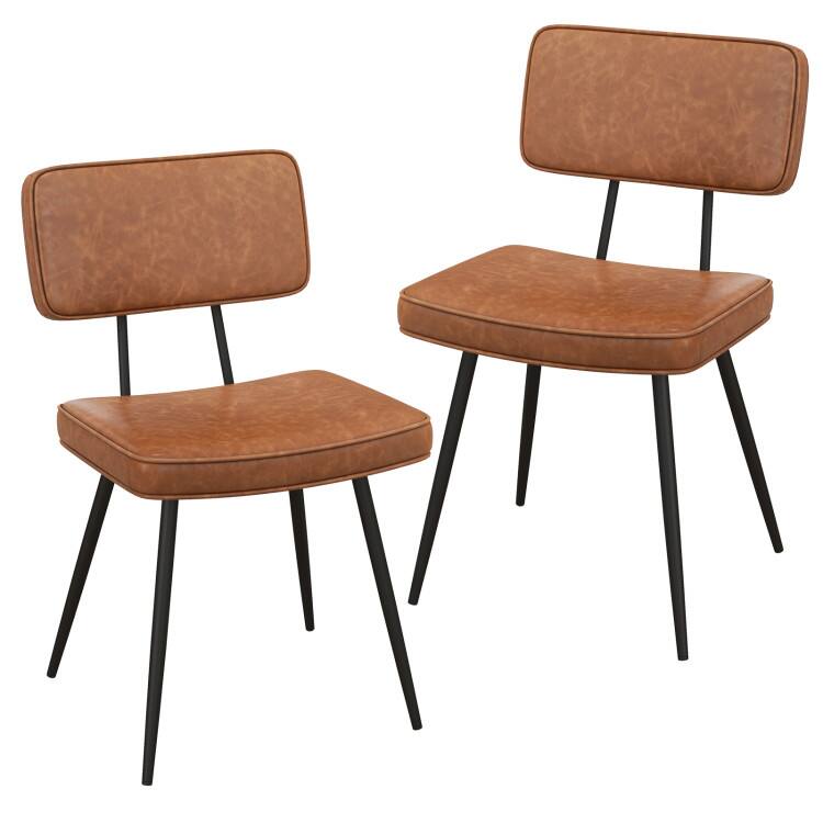 Front. SlickBlue - Dining Chair Pair with Padded Back and Comfortable Cushioned Seat - Brown.