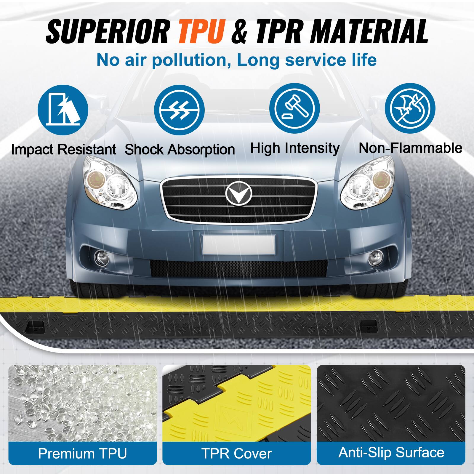 SUPERIOR TPU & TPR MATERIAL
No air pollution, Long service life
Impact Resistant
Shock Absorption
High Intensity
Non-Flammable

Premium TPU
TPR Cover
Anti-Slip Surface