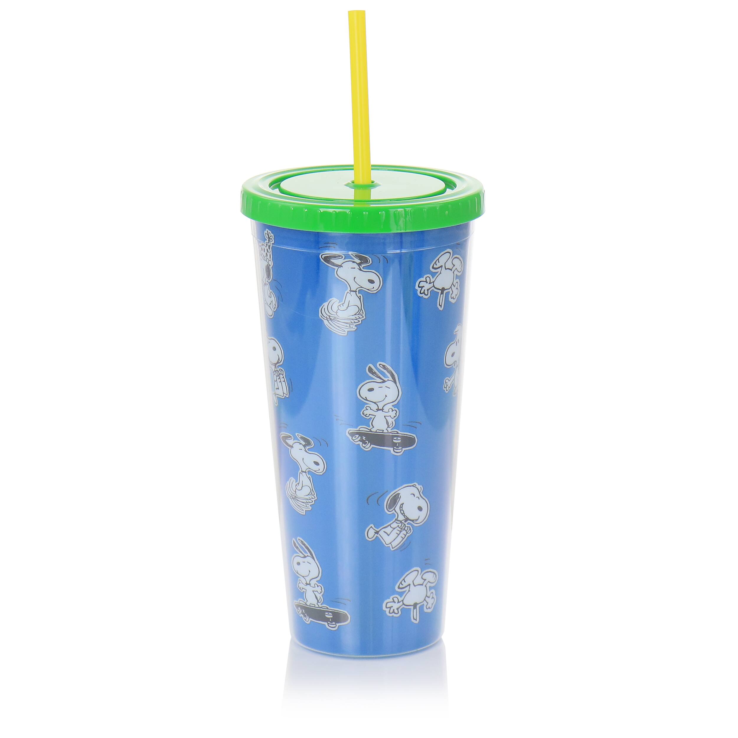 Alt View 5. Gibson - Gibson Peanuts 70th Anniversary 4 Piece Plastic 23.6oz Tumbler set with Lid and Straw in Assorted Colors - Assorted.