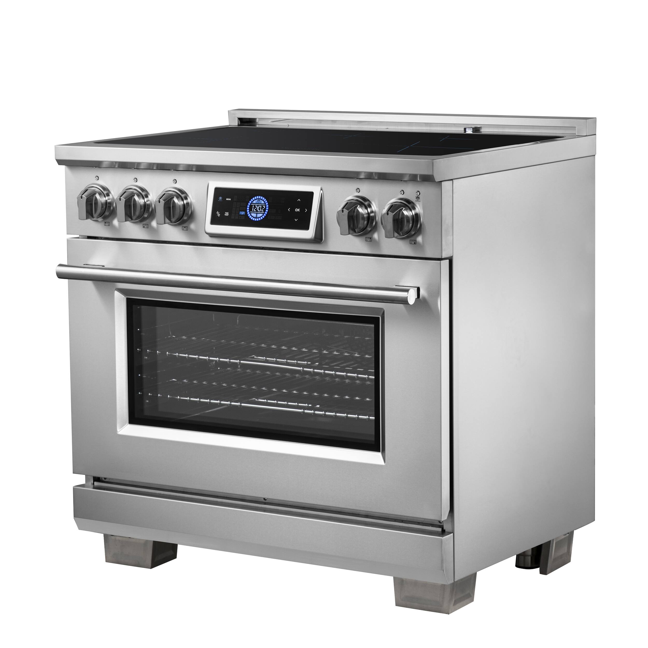 Angle. Forno Appliances - Maximus 5.36 Cu. Ft. Freestanding Electric Induction Range with Air Fryer - Stainless Steel.