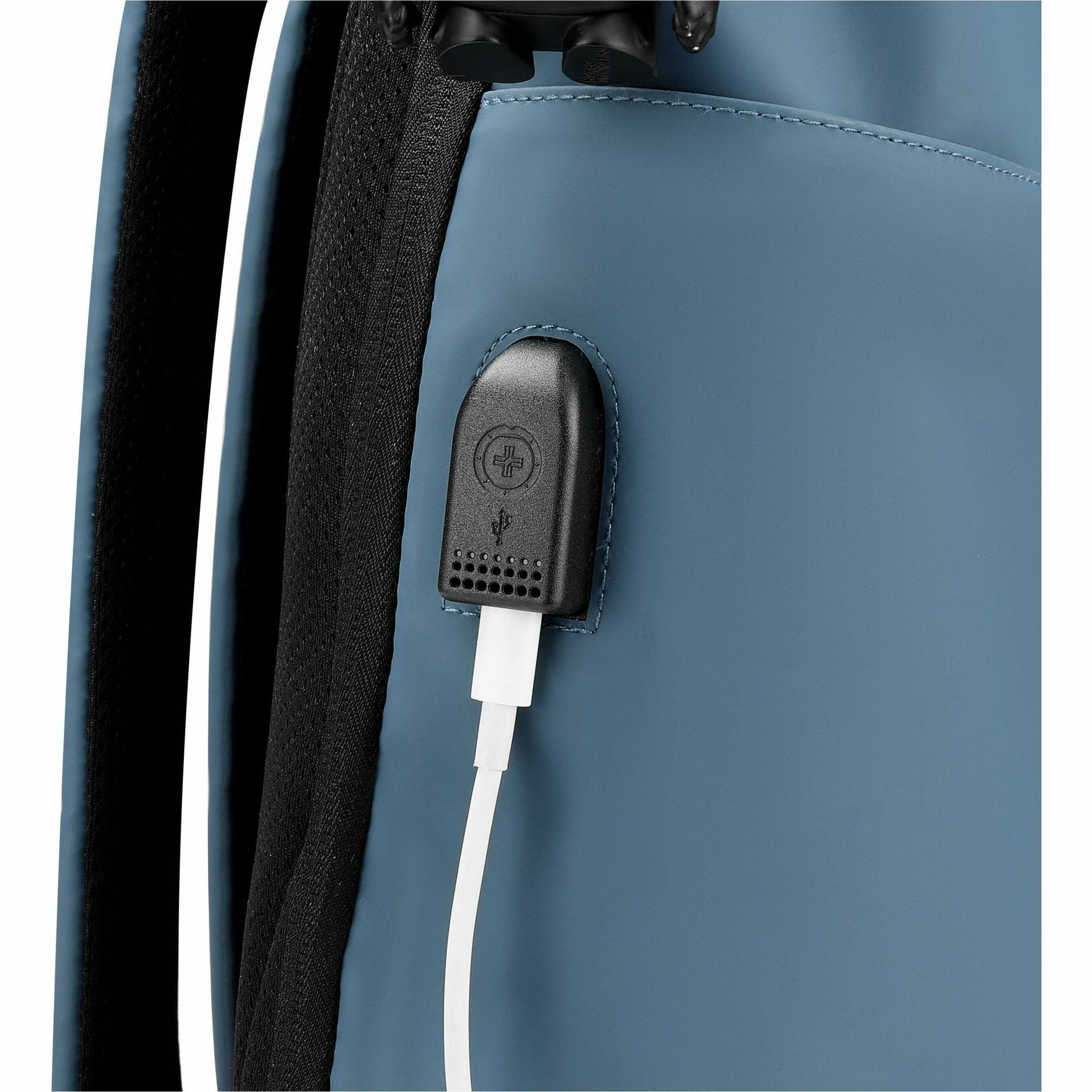 Alt View 23. Swissdigital Design - LAMONE Rolltop TSA-Friendly Water-Resistant Backpack With USB Charging Port  RFID Protection and Fits Up to 16″ Laptop - Dark Blue.