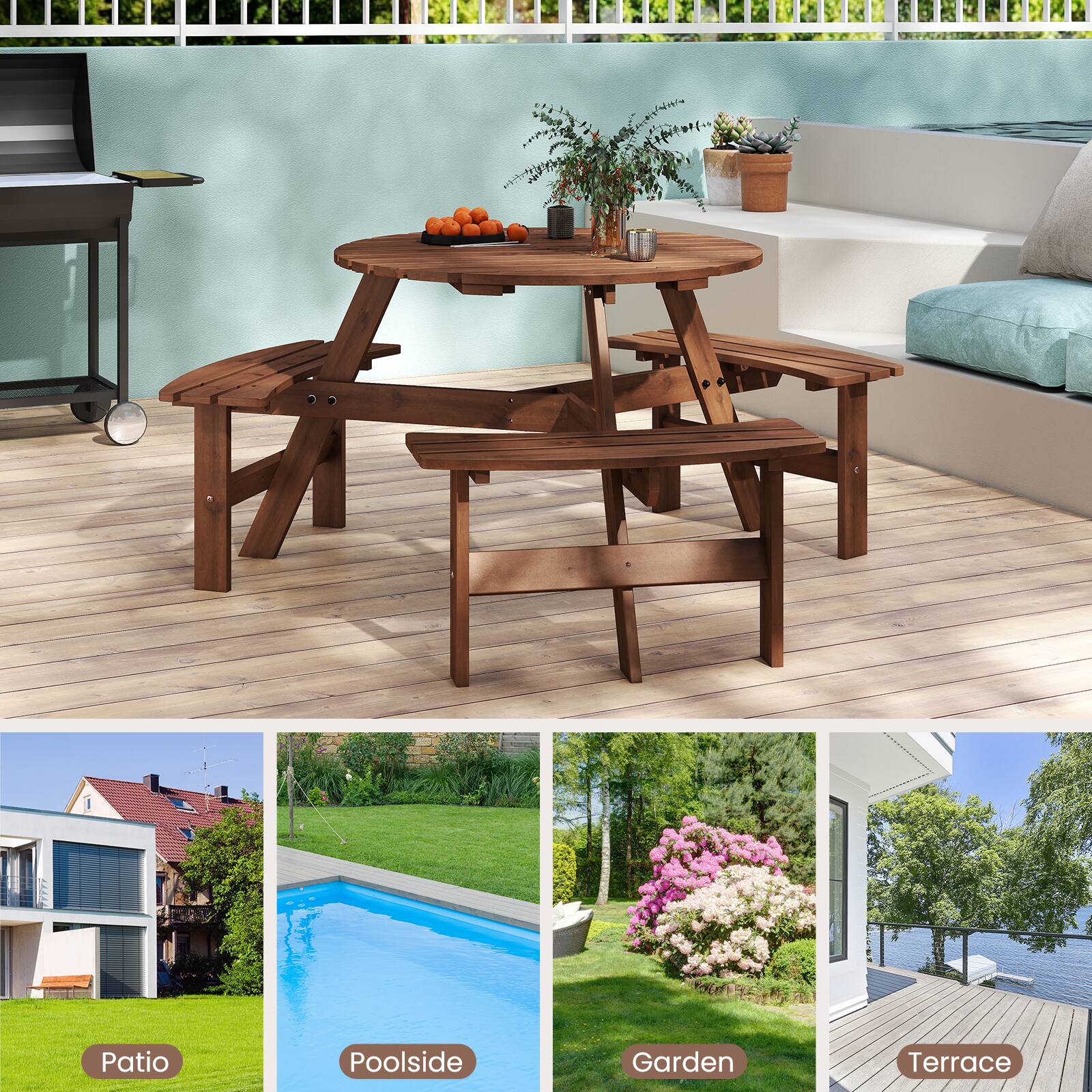 I. Patio
II. Poolside
III. Garden
IV. Terrace