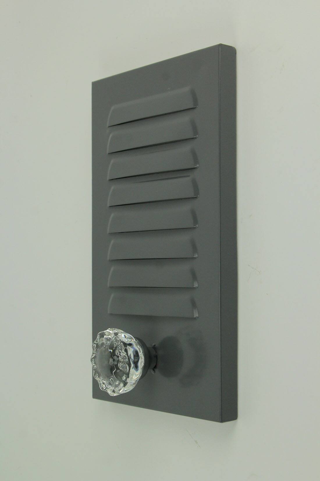 Alt View 1. Concepts in Time - Grey Metal Locker Panel with Acrylic Door Knob Wall Hook Plaques Set of 3 - Gray.