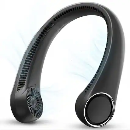 Front. Luminuxe - Portable Neck Fan, Rechargeable Hands-Free Wearable Fan, 3-Speed Adjustable Cooling, Lightweight Outdoor Travel Fan - Black.