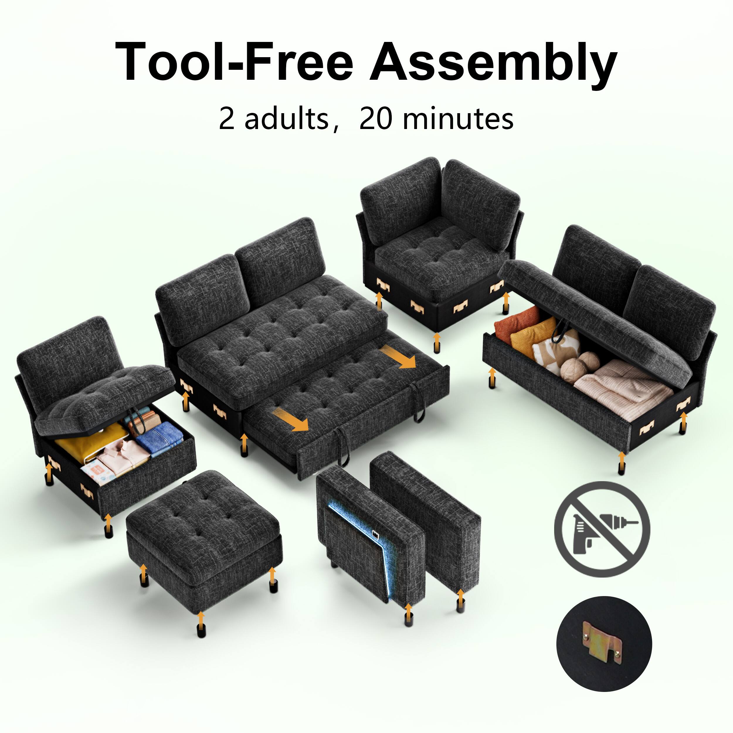 Tool-Free Assembly  
2 adults, 20 minutes