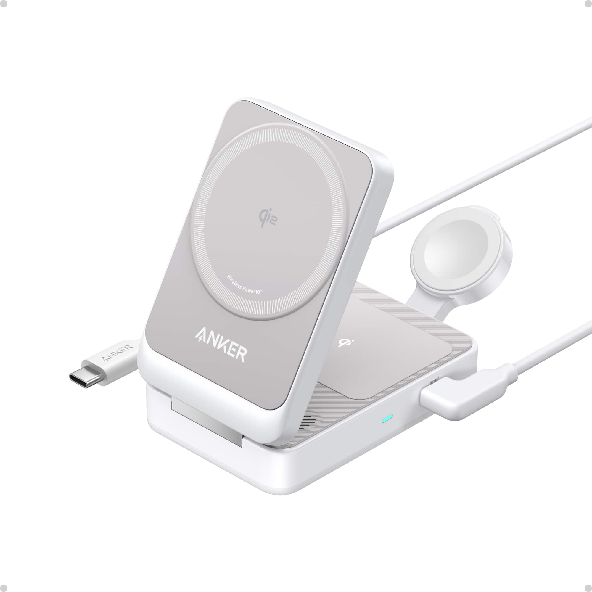 Anker - MagGo 3-in-1 Qi2 15W Wireless Charging Station - White - Front_Zoom