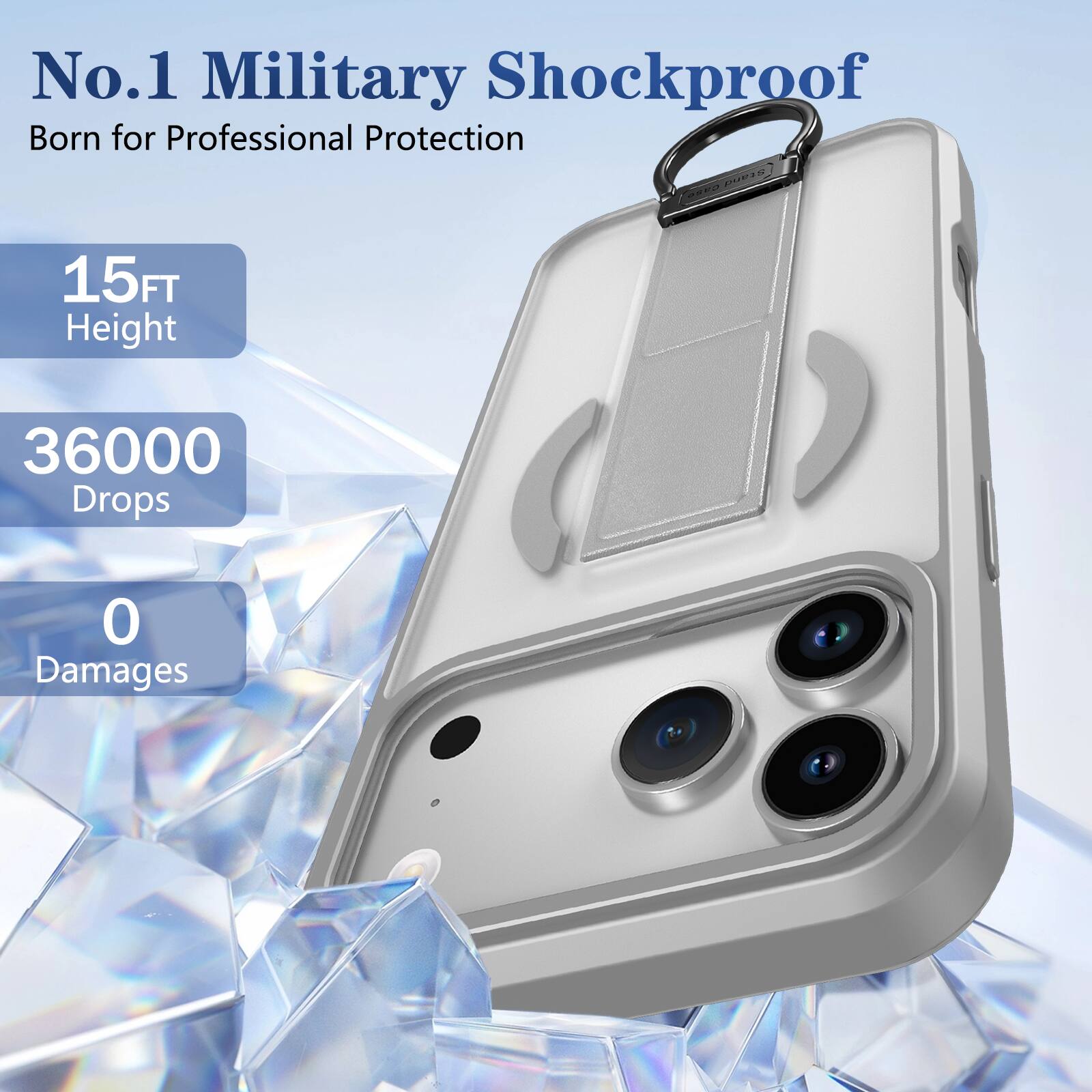 No.1 Military Shockproof  
Born for Professional Protection  

15FT Height  
36000 Drops  
0 Damages