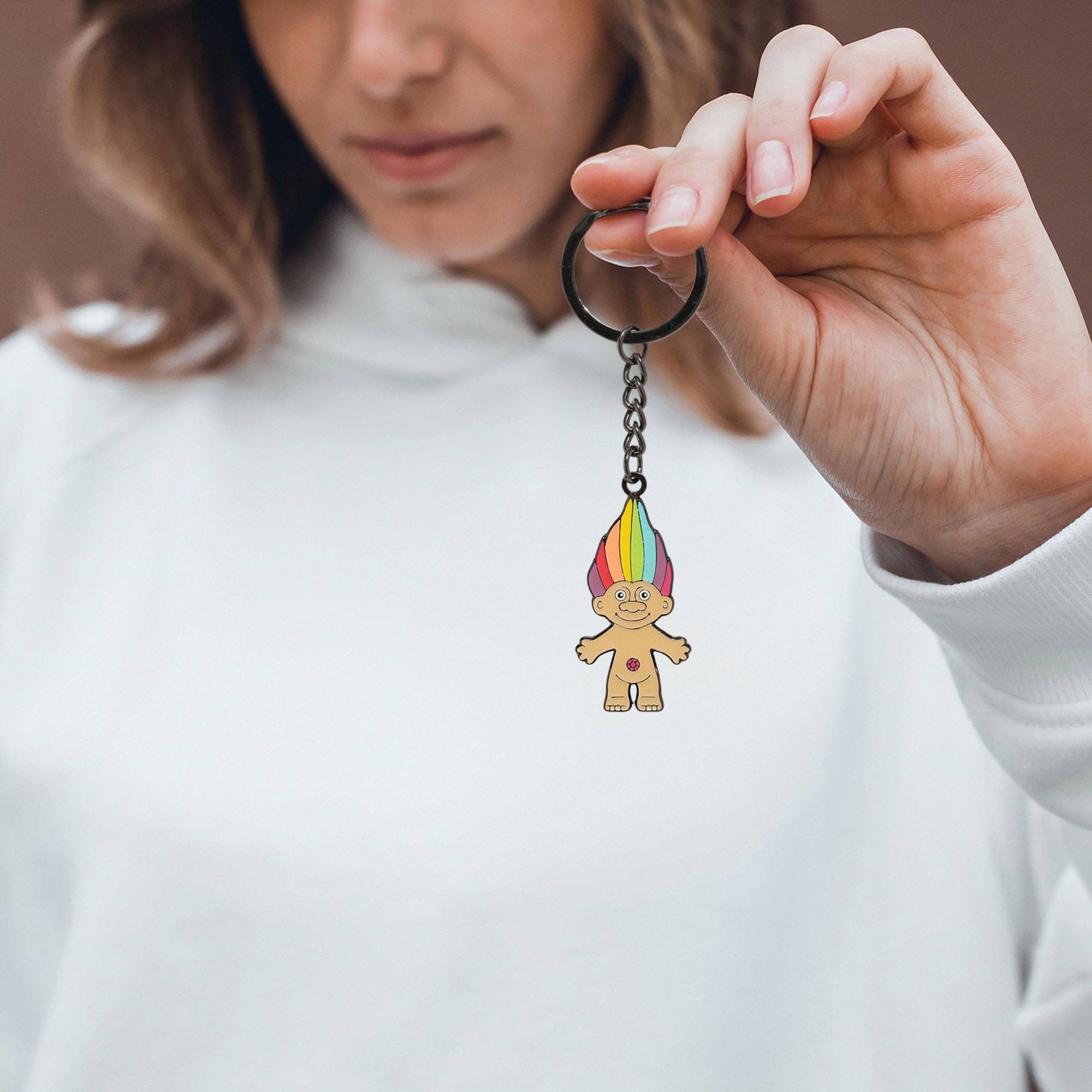 Alt View 3. Culture Fly - Trolls Rainbow Hair Troll Enamel Charm Keychain - Multi-Colored.