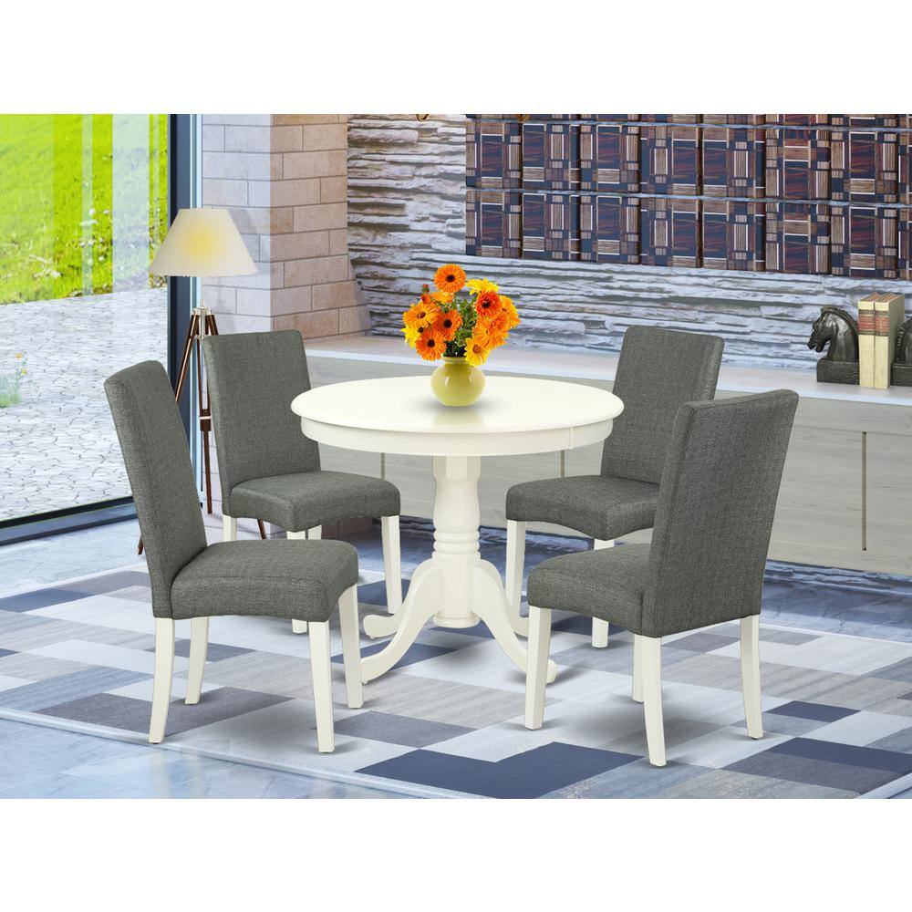 Left. East West Furniture - Dining Room Set Linen White - Brown.