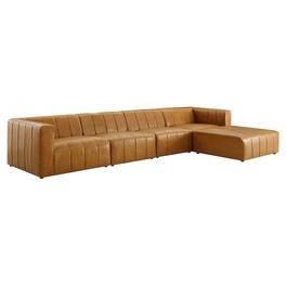 Bartlett 5-Piece Vegan Leather Sectional Sofa by Modway - Brown