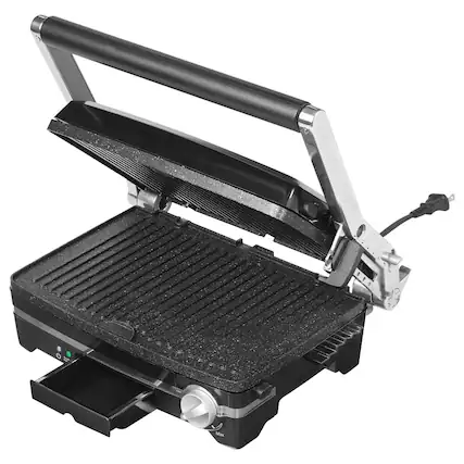Front. Starfrit - The Rock 1,500-Watt Panini Maker with Reversible Plates - Gray.