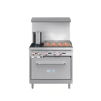 Front. Koolmore - 36 in. 2 Burner Commercial Natural Gas Range with 24 in. Griddle in Stainless-Steel (KM-CRG36-NG) - Stainless Steel.