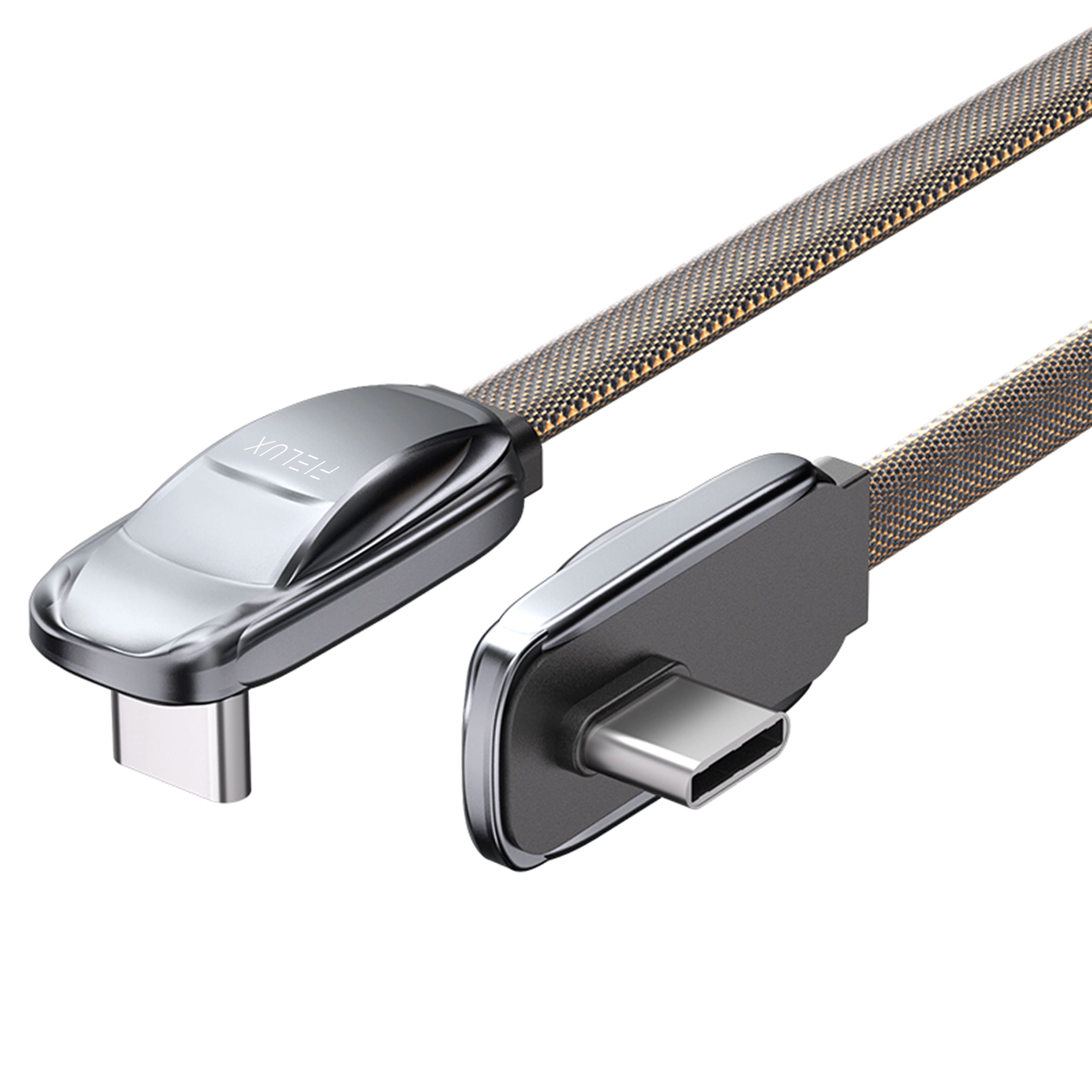 Front. FIELUX - FIELUX L-Shape 240W USB-C to USB-C Charging Cable 6ft - Brown.