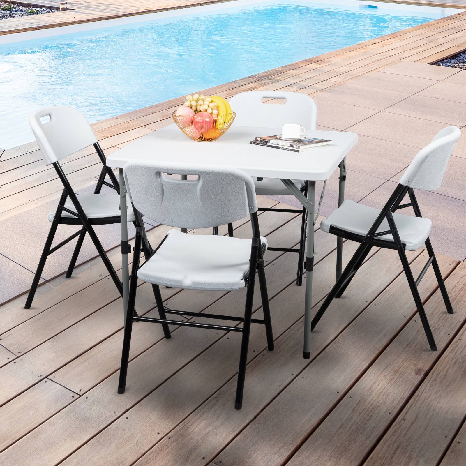 Alt View 3. Winado - 4 PCS Commercial Contoured In/Outdoor Portable Plastic Folding Chairs Steel Frame - White.