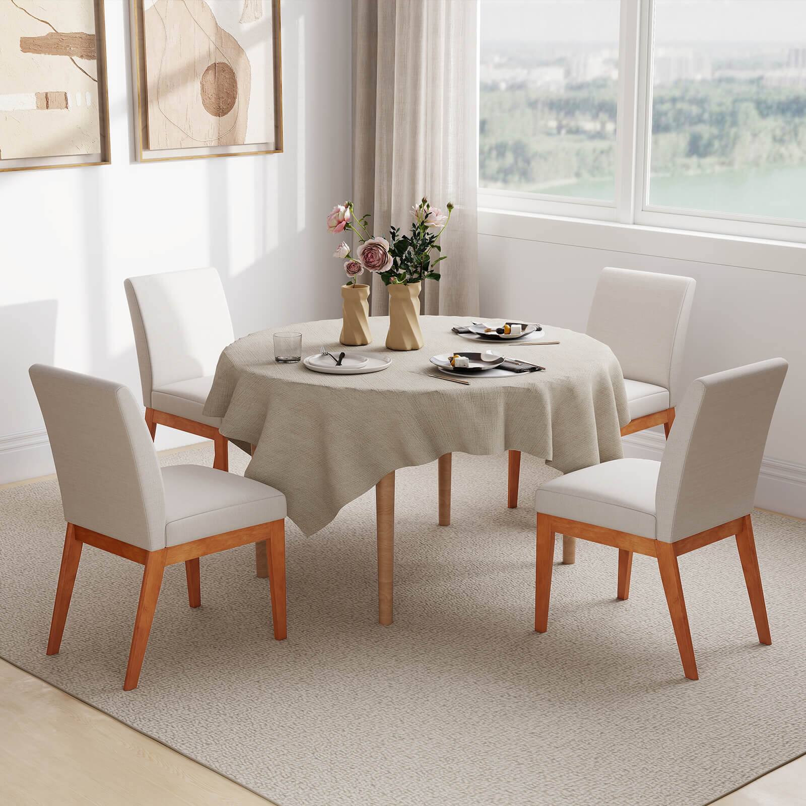 Alt View 3. Costway - Costway Modern Kitchen Chair Set of 2 Dining Chair with Rubber Wood Legs & Padded Seat - Natural,Beige.