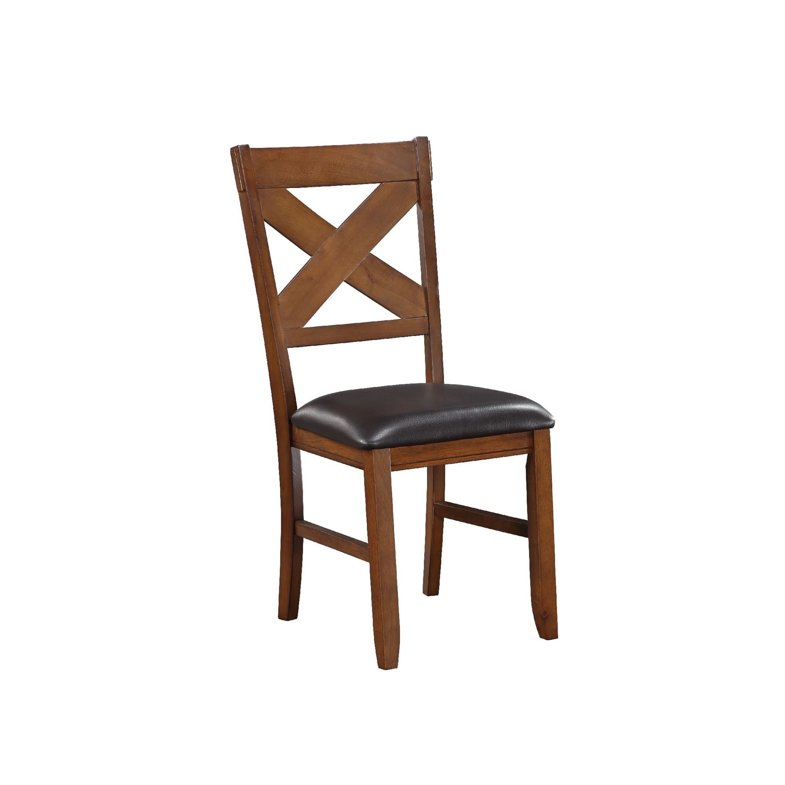 Manhattan Lane - Dining Chair, Vegan Faux Leather, X Backrest, Set of 2 - Brown