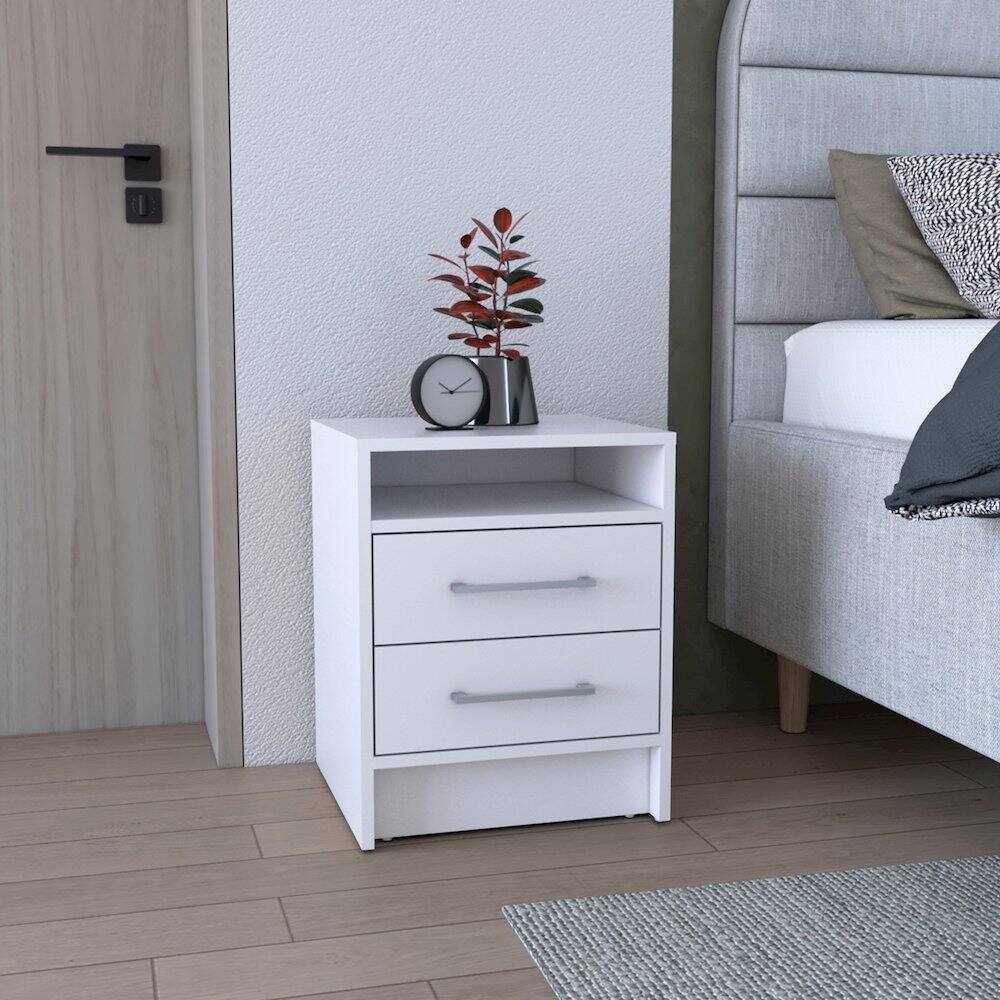 Alt View 4. TuHome - Greter Nightstand White MDF - Black.