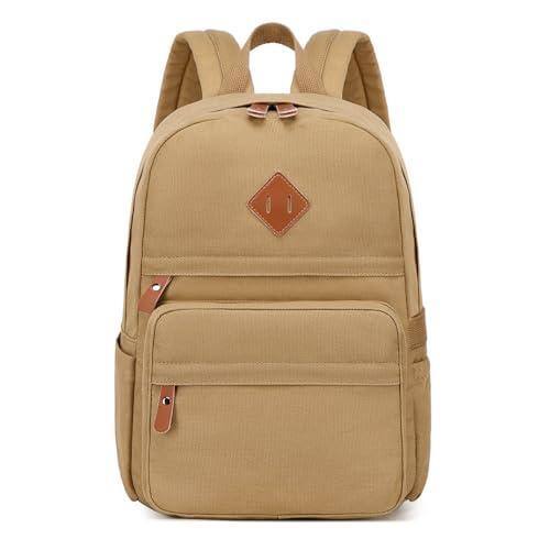 Front. Live At Space - Lightweight Backpacks For School Bag Canvas Small Travel Women Bookbag Pack - Brown 015.