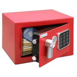 SereneLife - Premium Steel Digital Safe, 9.1" x 6.7", Secure for Cash, Firearms & Jewelry – SLSFE12RED - Red