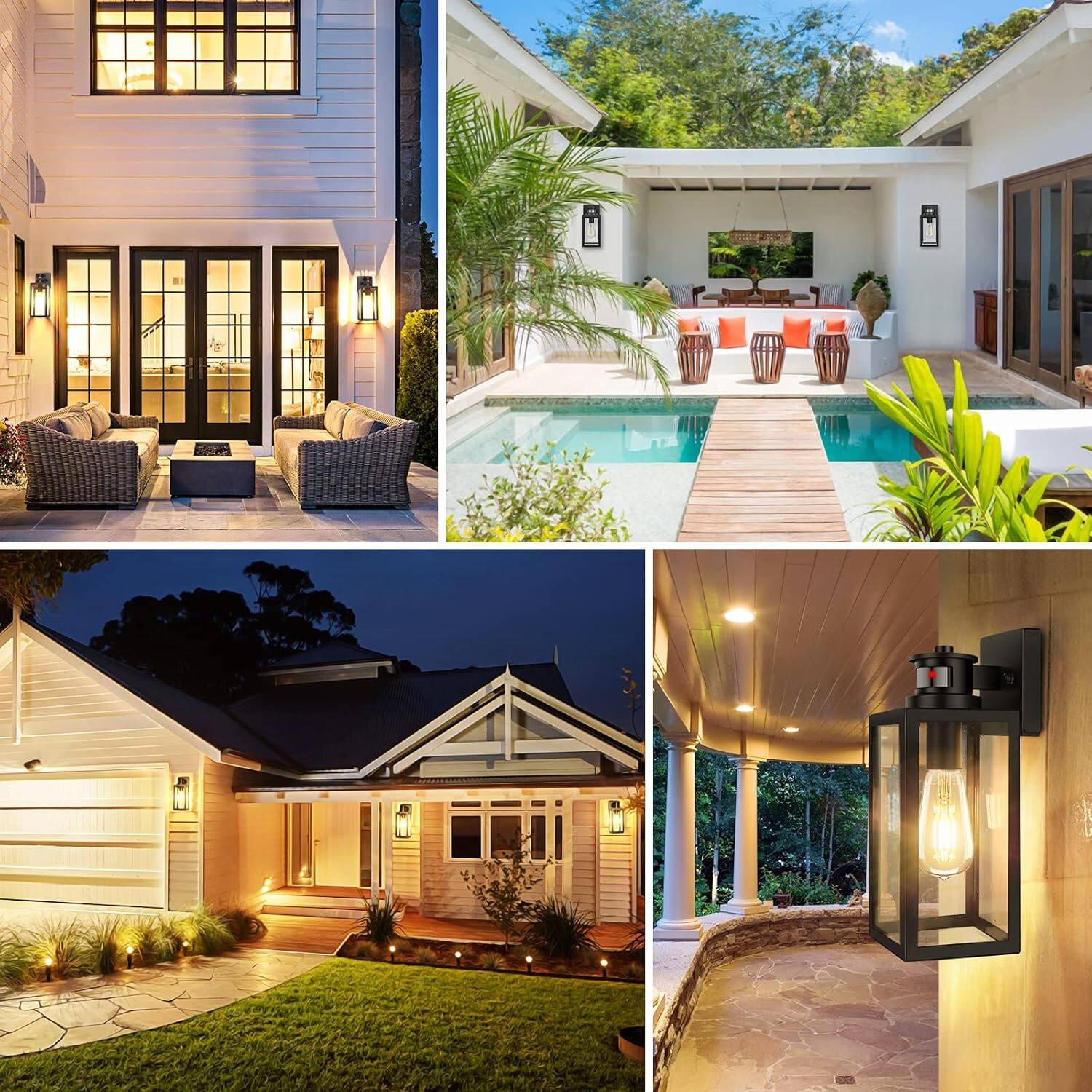 Alt View 2. Nordic Hygge - 2-Pack Motion Sensor Outdoor Wall Lights – Upgraded Dusk to Dawn Wall Mount Fixtures with Clear Glass - Black.