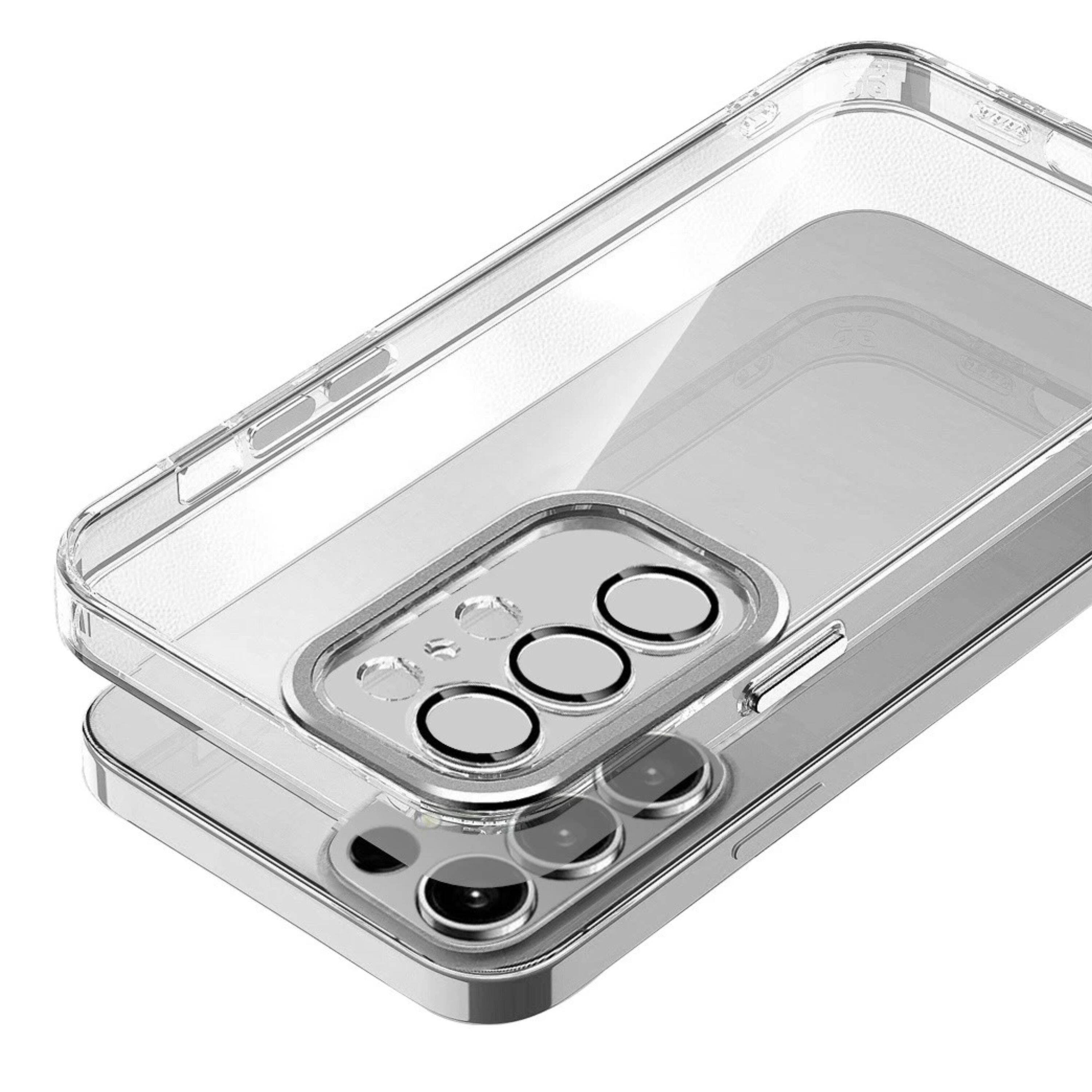 Angle. Kitcheniva - Hybrid Color Metal Buttons Raised Camera Lip Phone Case For Samsung Galaxy S24 - Clear.