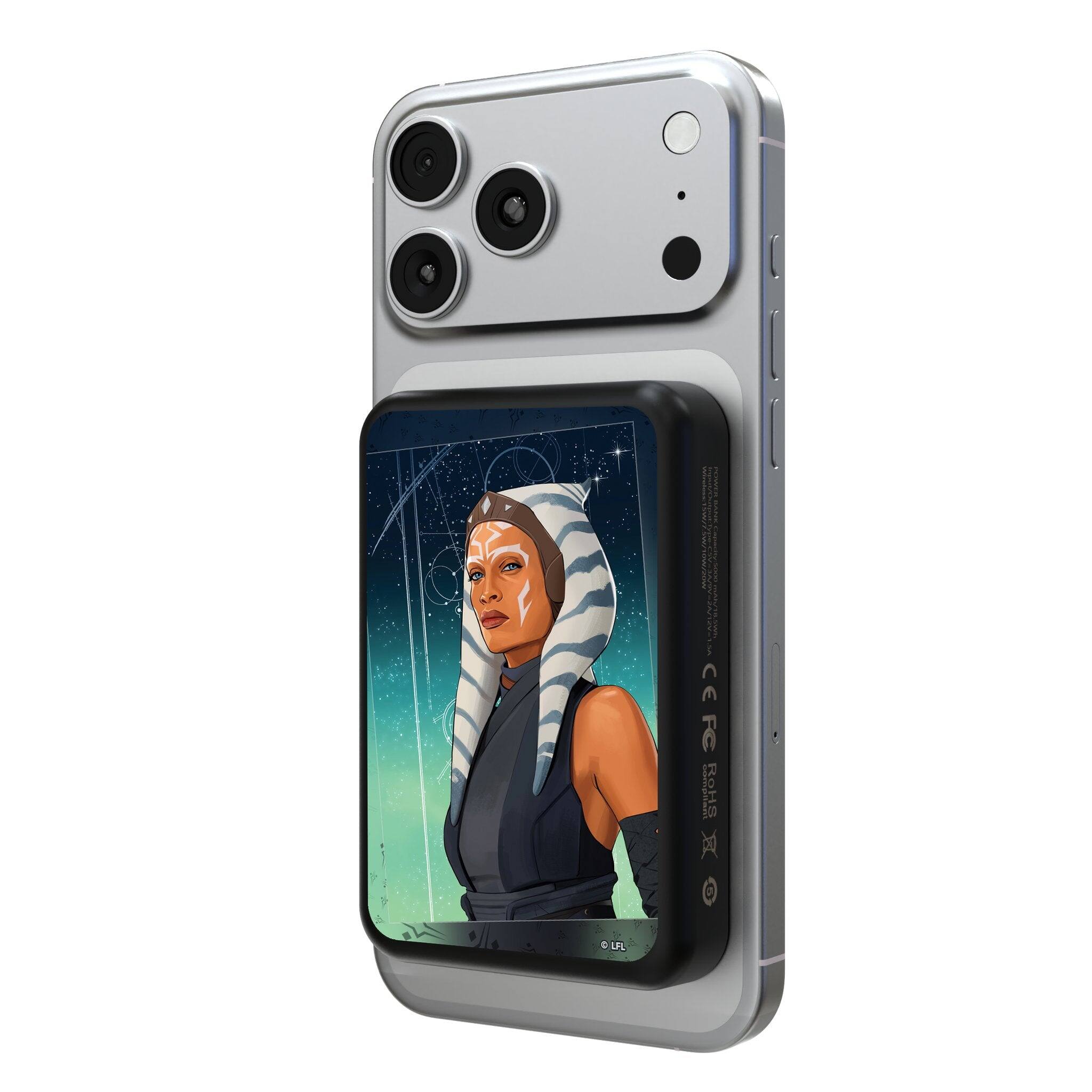Front. Keyscaper - Star Wars: Ahsoka Season 1 Portrait Wireless Mag Power Bank - Ahsoka.
