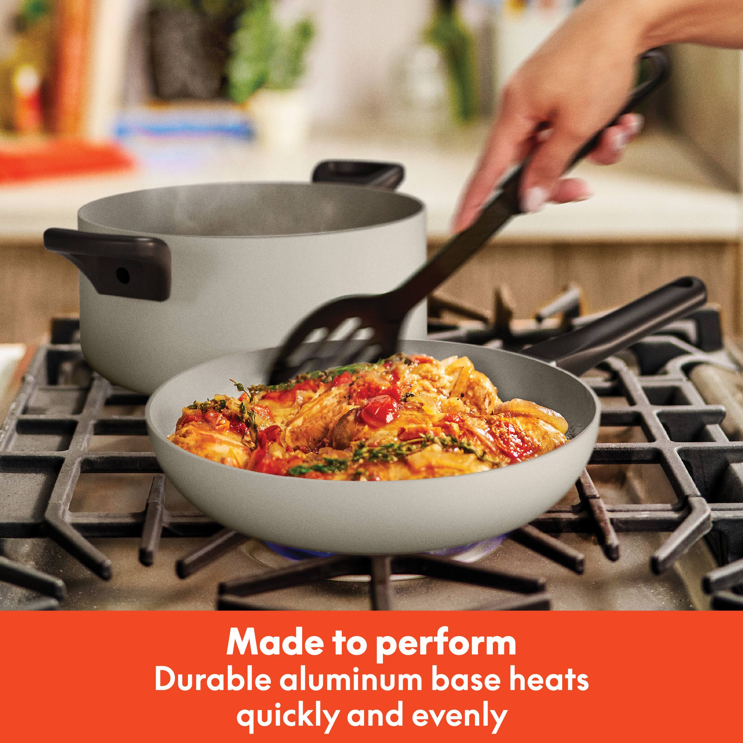 Made to perform, Durable aluminum base heats quickly and evenly