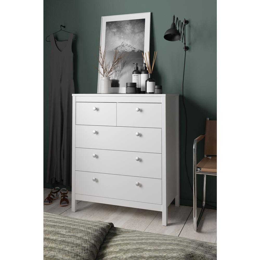 Alt View 7. Tvilum - Madrid 5 Drawer Chest - White.