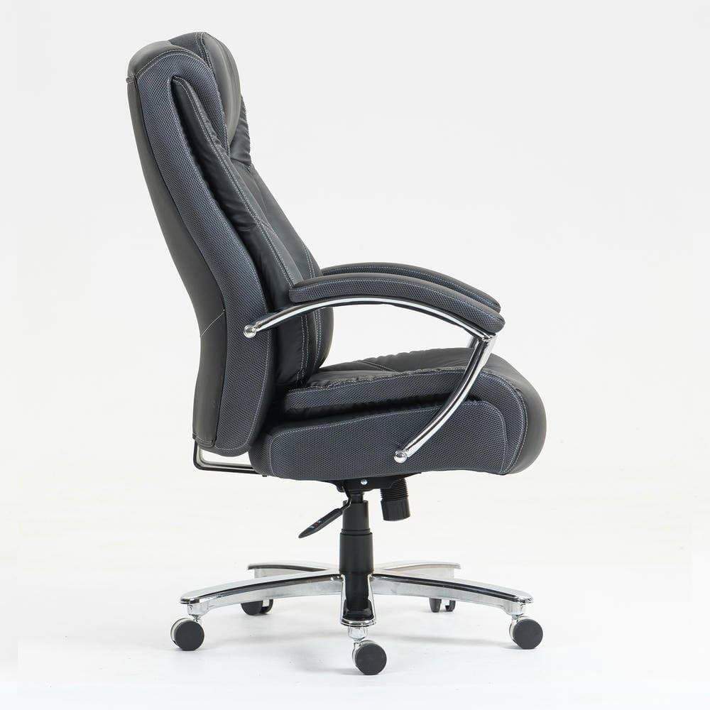 Left. Kadyn - High Back PU Leather Office Chair, Ergonomic Lumbar Support, 4-Level Gas Lift, Executive Desk Chair, Black - Black.