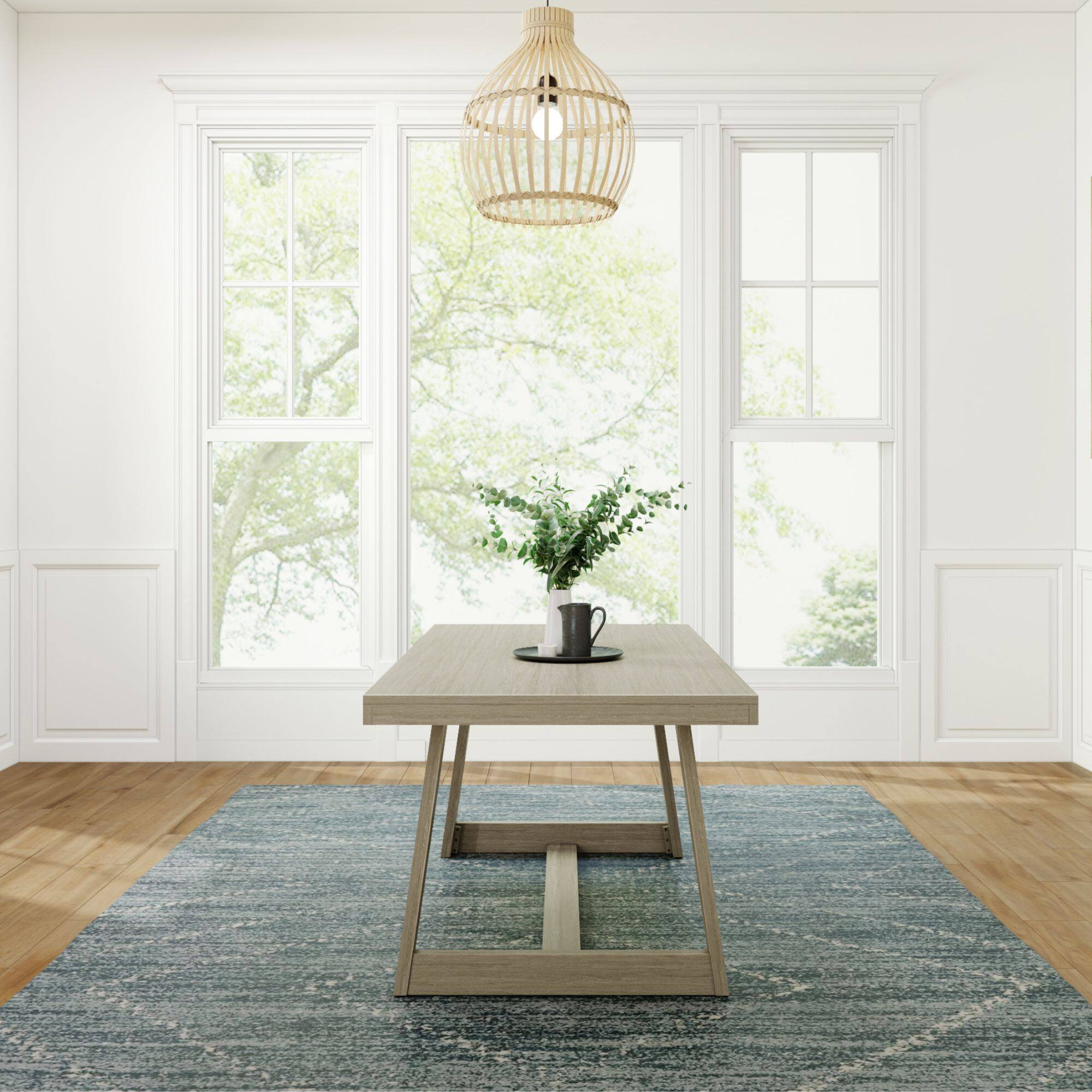Alt View 1. Plank+Beam - Classic Rectangular Dining Room Table (72in / 1830mm), Seashell Wirebrush - Seashell Wirebrush.