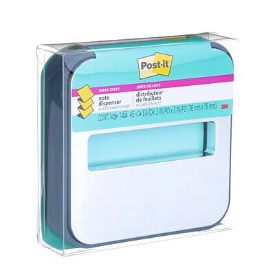 Post-it  
SUPER COLLANTS  
SUPER STICKY  
distributeur de feuilles  
dispenser de feuilles  
76 mm x 76 mm  
CONTIENT 123 456 NOTES  
3M
