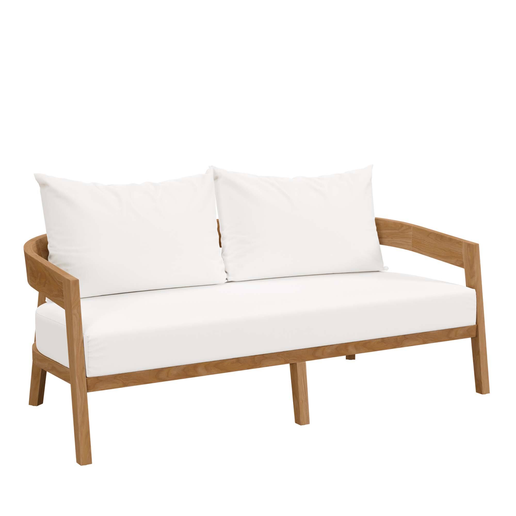 Alt View 1. Modway - 3-Piece Teak Wood Outdoor Patio Set - All-Weather Cushions, Sunproof Fabric Cushion Covers - Natural White.