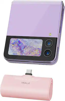 iWalk - Small USB C Portable Phone Charger 4500mAh Android, iPhone 15 Power Bank Battery Pack Samsung Galaxy/Google - Pink