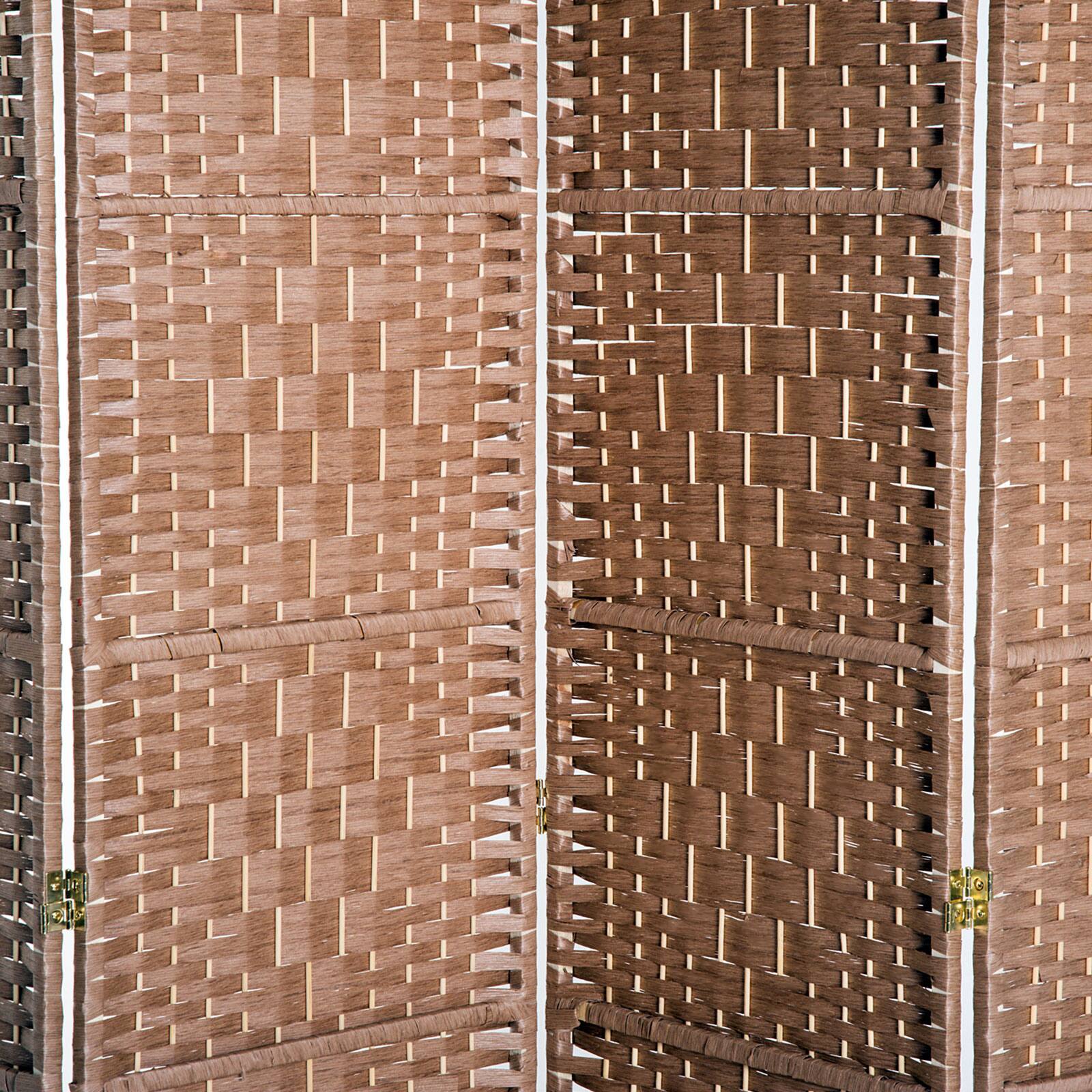 Alt View 8. Homcom - Room Divider, 4 Panel Folding Privacy Screen, 6FT Tall Portable Wicker Weave Partition Wall Divider for Bedroom - Natural Wood.