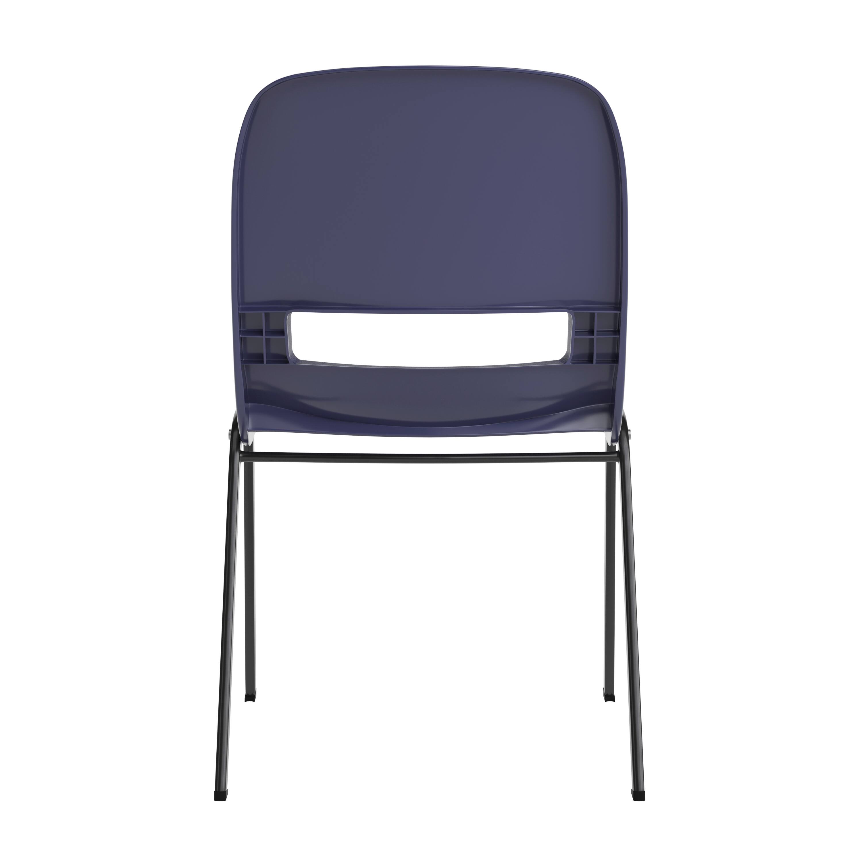 Alt View 7. Emma + Oliver - Ergonomic Shell Stack Chair - 16" Seat Daycare Home School - True Navy Plastic/Black Frame.