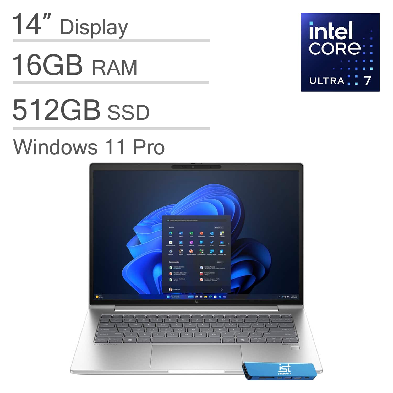 HP - EliteBook 640 G11 14" FHD+ Laptop - Intel Core Ultra 7 - 16GB DDR5 - 512GB SSD - Thunderbolt 4 - Win 11Pro - Silver