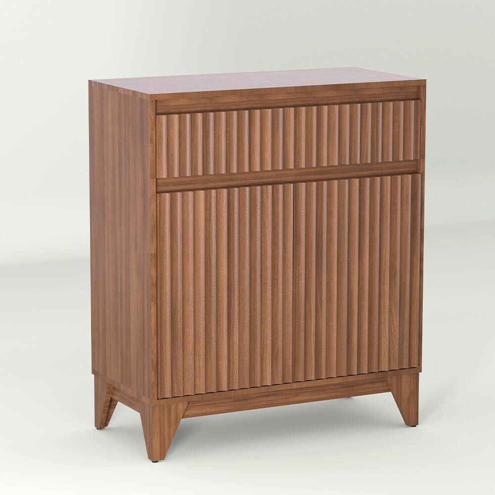 Alt View 4. Koligey - 38" Tall 2 - Door Accent Cabinet With Adjustable Shelf, Waveform Fluted Panel - brown.