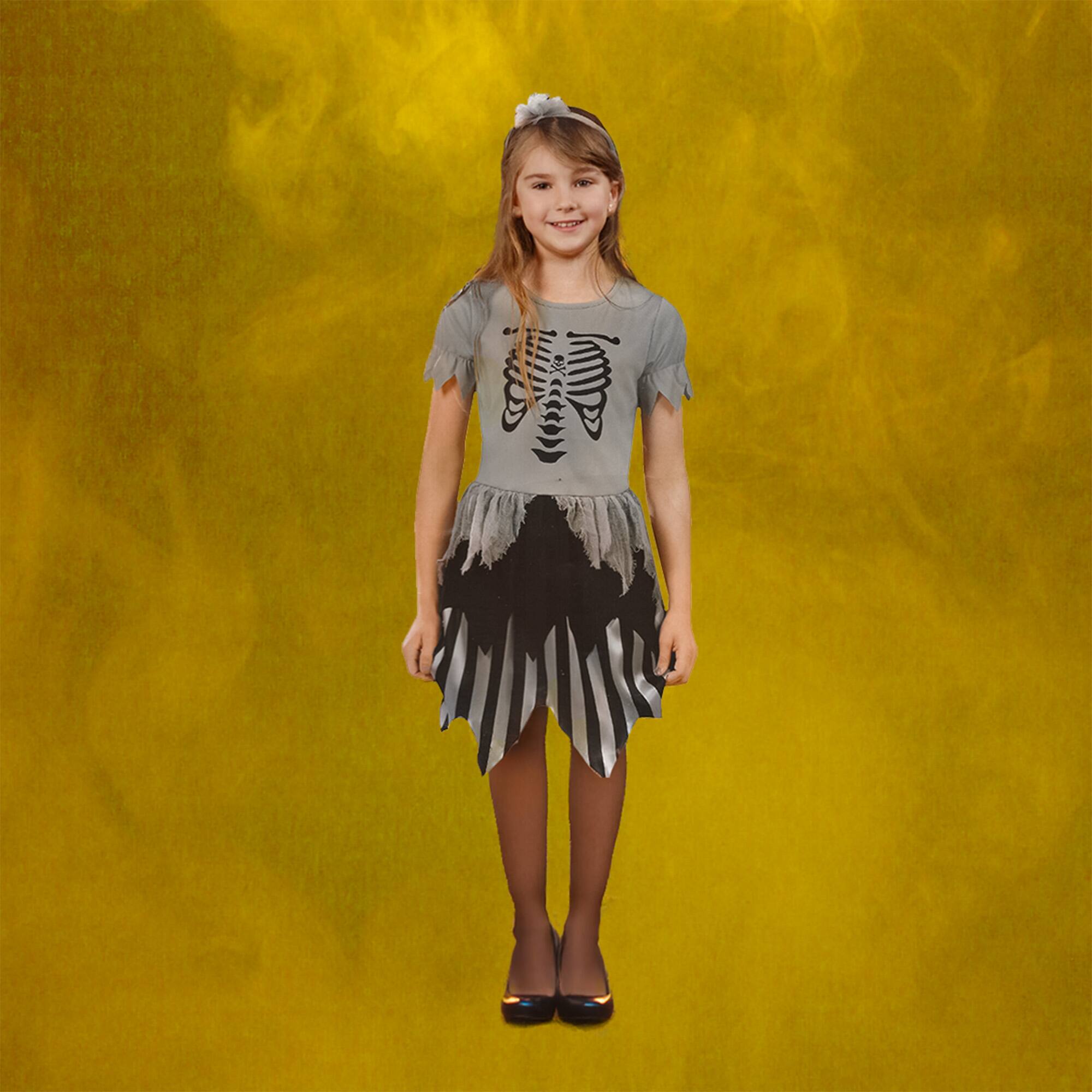 Alt View 2. Northlight - Gray Pirate Skeleton Girl's Children's Halloween Costume - Medium - Gray.