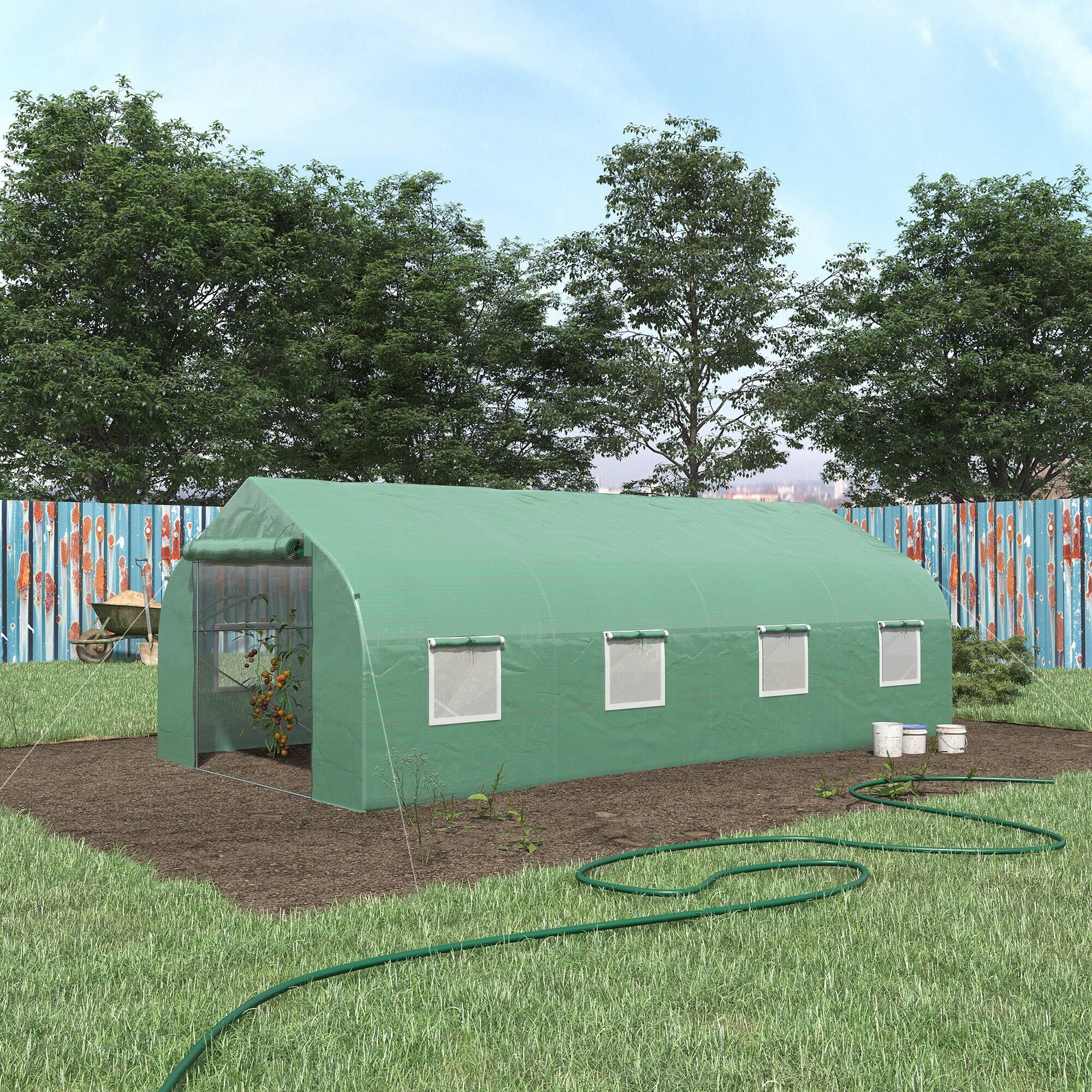 Alt View 1. Outsunny - x10 x7 ft Walk-in Tunnel Greenhouse with Zippered Mesh Door and 8 Mesh Windows - Green.