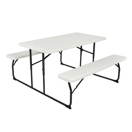 Front. Boyel Living - Indoor and Outdoor Folding Picnic Table Bench Set with Wood-like Texture - White.