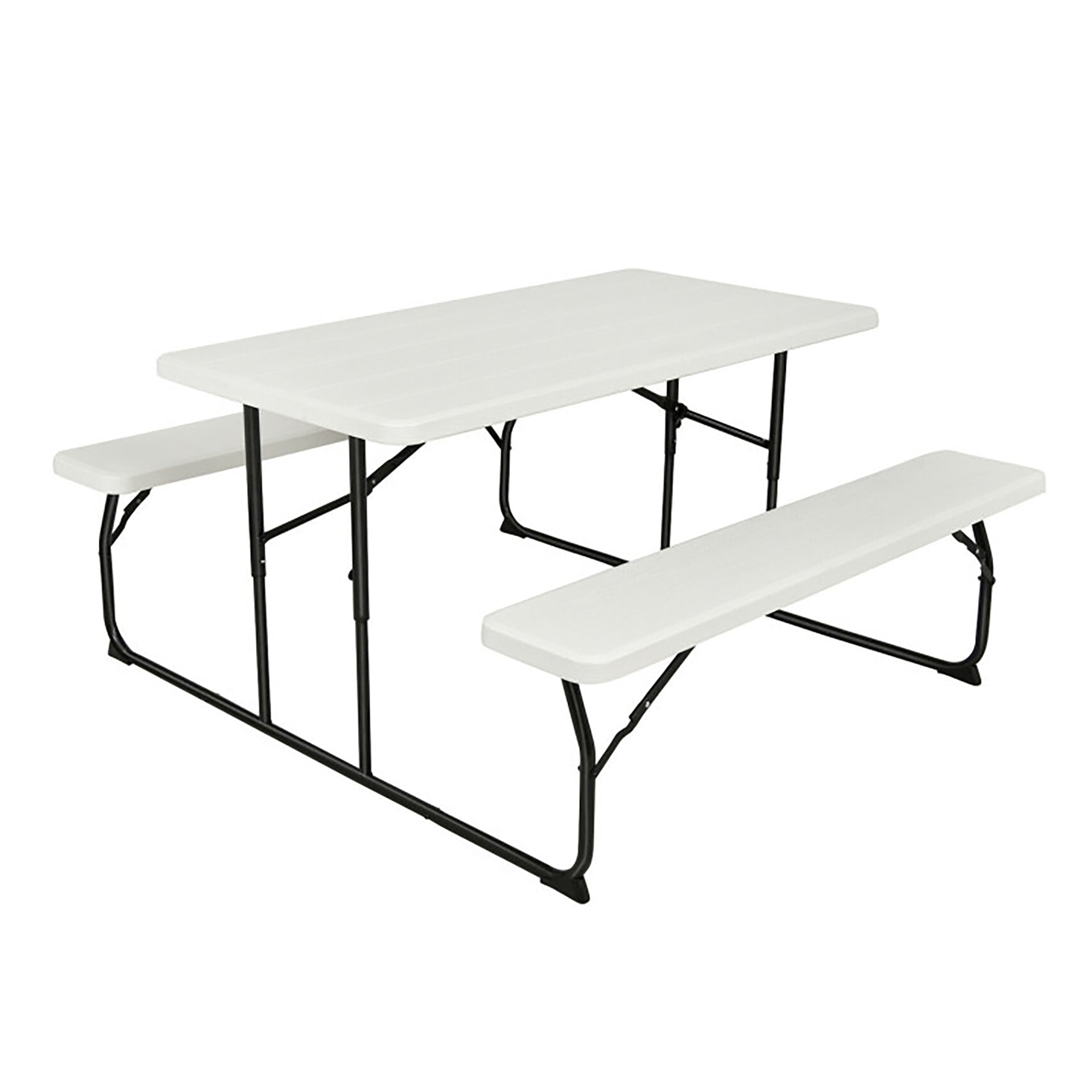 Front. Boyel Living - Indoor and Outdoor Folding Picnic Table Bench Set with Wood-like Texture - White.