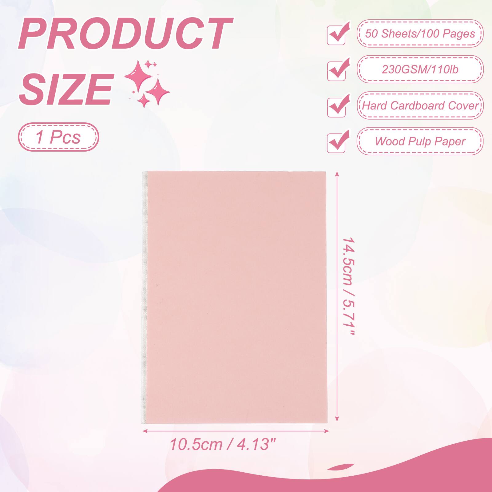 PRODUCT SIZE

1 Pcs

50 Sheets/100 Pages

230GSM/110lb

Hard Cardboard Cover

Wood Pulp Paper

14.5cm / 5.71" x 10.5cm / 4.13"