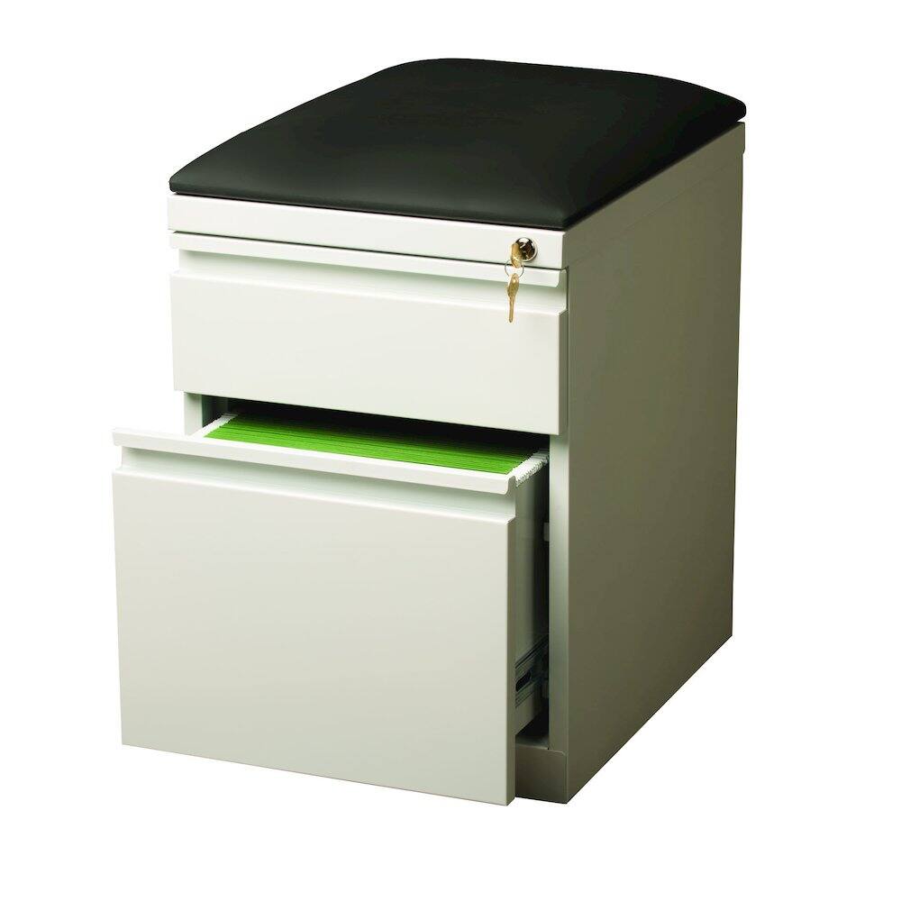 Alt View 4. Hirsh - Hirsh 20 inch Deep Mobile Pedestal File Cabinet 2 Drawer Box-File White/Black - White.